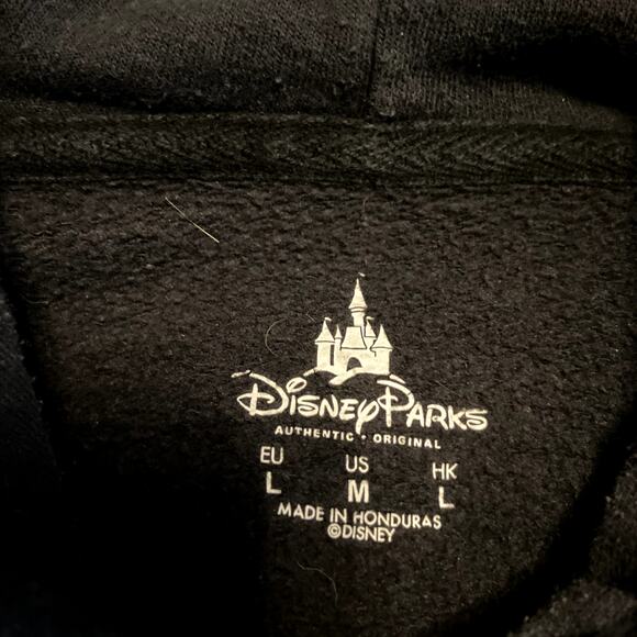 Disney Parks Hoodie Sweatshirt Minnie Mouse Ears Silhouette Bowtie Hood Black L - Picture 4 of 6